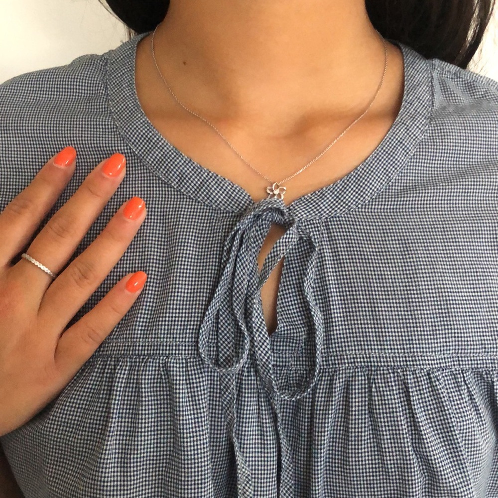 Checkered Key-Hole Blouse - Picture 3 of 3